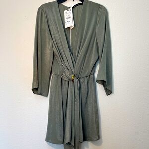 Zara Sage Green Wrap Dress